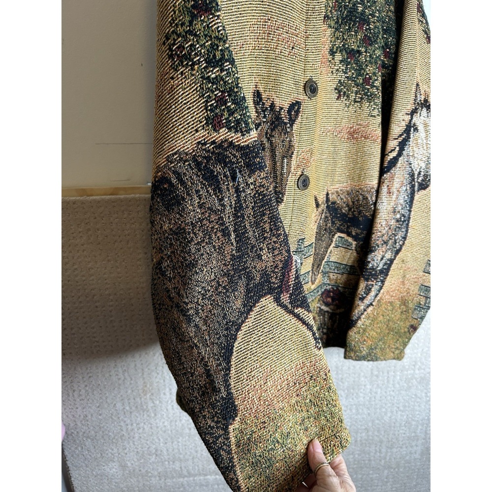 Sugar Street Weavers Vintage Cardigan Sweater XL  Horse Tapestry EUC - Picture 9 of 16